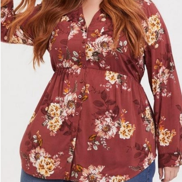 Torrid Emma Babydoll Challis Button-Front Tunic Size 1 (1X) - Picture 4 of 13